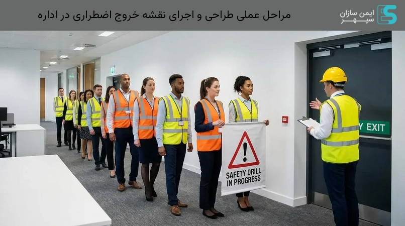 مراحل عملی طراحی و اجرای نقشه خروج اضطراری در اداره