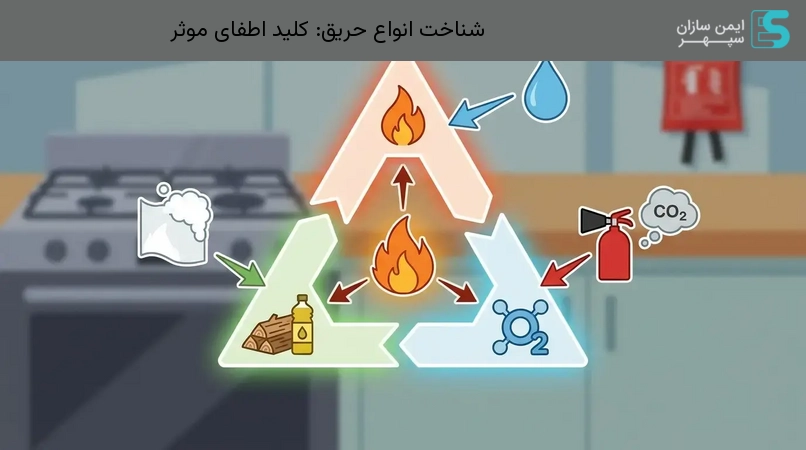 شناخت انواع حریق: کلید اطفای موثر
