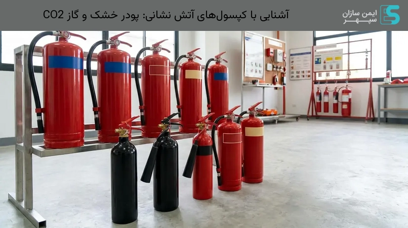 آشنایی با کپسول‌های آتش نشانی: پودر خشک و گاز CO2