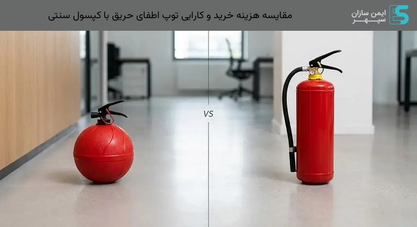 مقایسه هزینه خرید و کارایی توپ اطفای حریق با کپسول سنتی