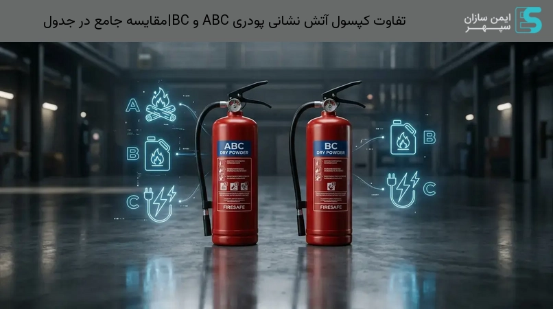 تفاوت کپسول آتش‌ نشانی پودری ABC و BC|مقایسه جامع در جدول